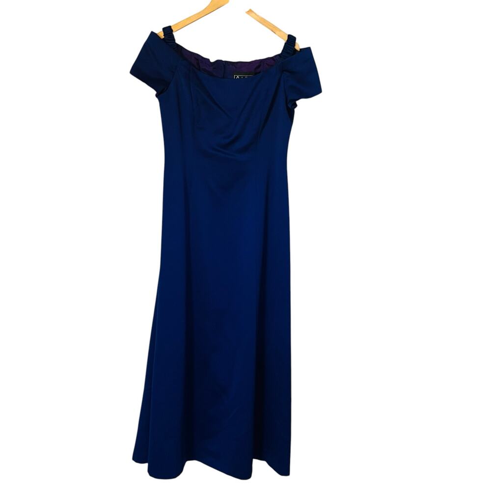 Alex Evenings Vintage Purple Off Shoulder Maxi Dress Size 14